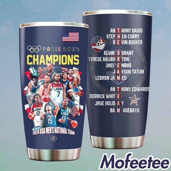 USA Men’s National Basketball Paris 2024 Champions Tumbler