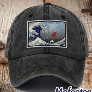 Unisex Blue Waves And Red Hat Printed Hat 1