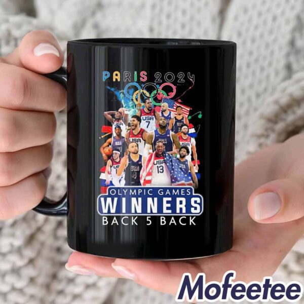 Usa Basketball Men National Team Paris 2024 Olympic Games Winners Back 5 Back Mug