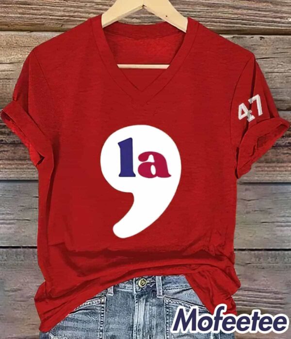 Women’s Vintage La 47 Printed Casual V Neck Shirt