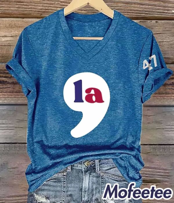 Women’s Vintage La 47 Printed Casual V Neck Shirt