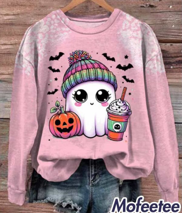 Women’s Cute Ghost Pink Halloween Sweatshirt