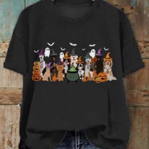 Womens Puppy Witch Print T Shirt 1