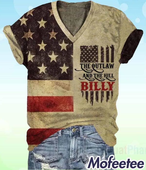 Women’s The Outlaw and The Hillbilly Print V-Neck Shirt